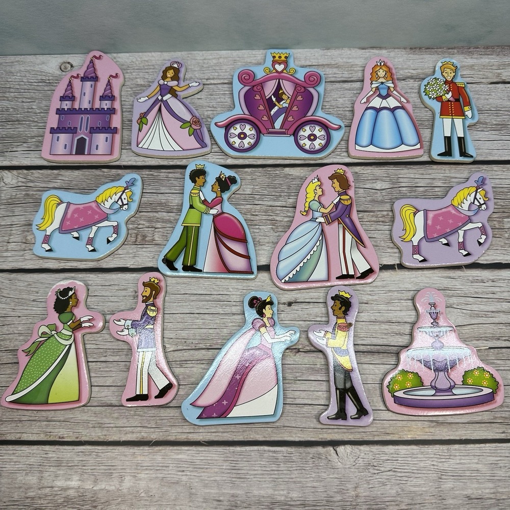 Melissa & Doug 14 Piece Wooden Princess Magnets Princess, Prince, Horse